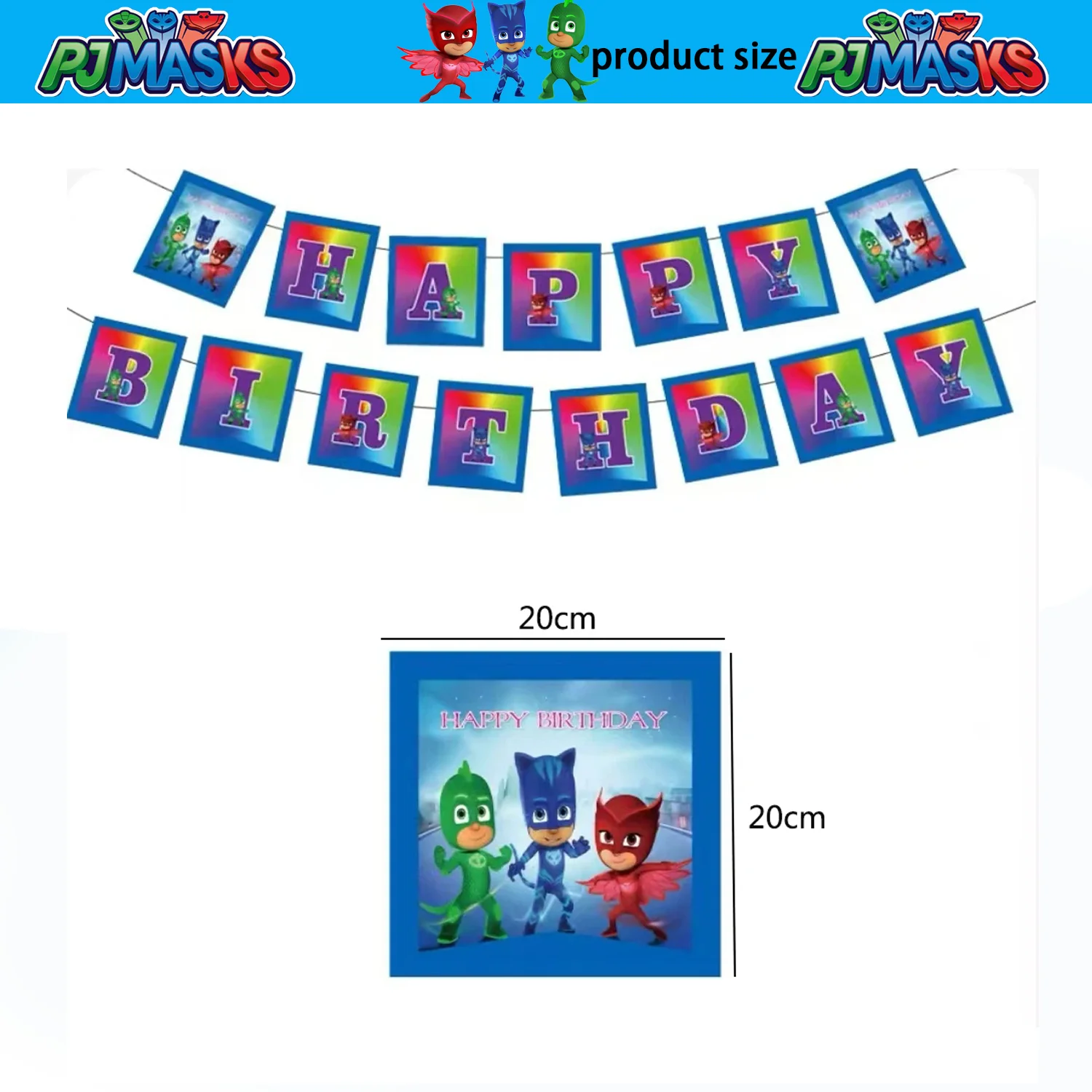 PJ masks születésnapi decoratie PJ masks beállítása Eldobható Edények és evőeszközök Abrosz Autórendszám Átvágás Ballon Baba zuhany gyerekeknek fiúk Avatás Anyagellátás