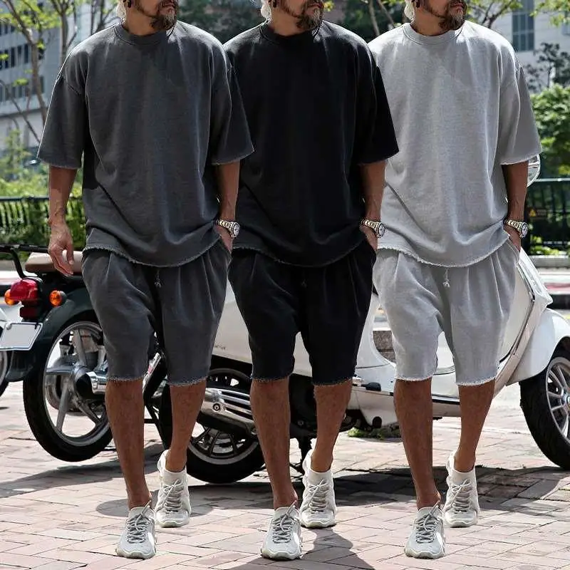 

Men's Casual Sports Set Loose Fit ort Sve Summer orts Trendy Men's Clothing Fce Lined Comfortable And Sli