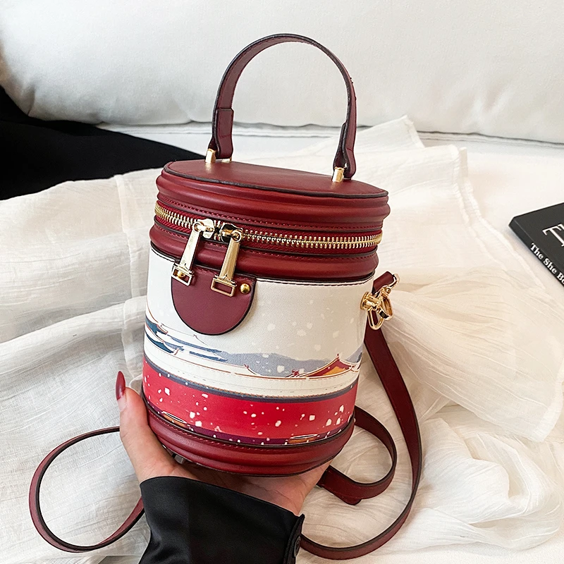 

Новая сумка-ведро, маленькая женская дизайнерская сумка-тоут с граффити, роскошная брендовая сумка на плечо, женская модная мини-кошелек через плечо для телефона