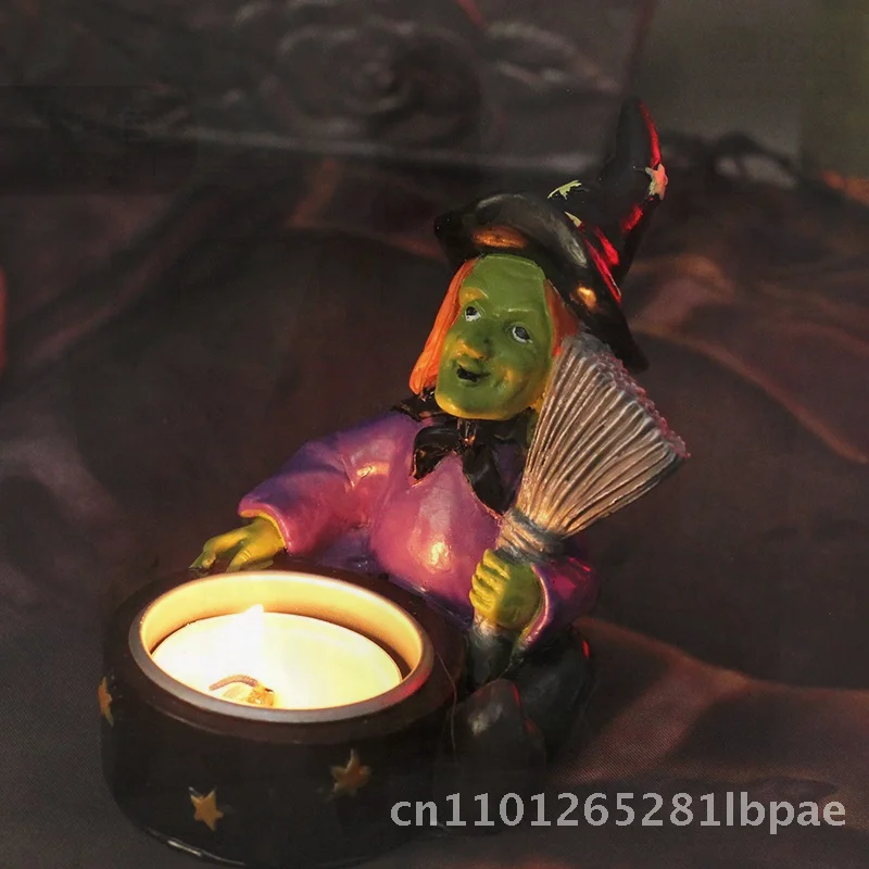 

Halloween Horror Skull Ghost Witch Resin Candle Holder Decorative Ornaments American Style Party & Festival DIY Supplies