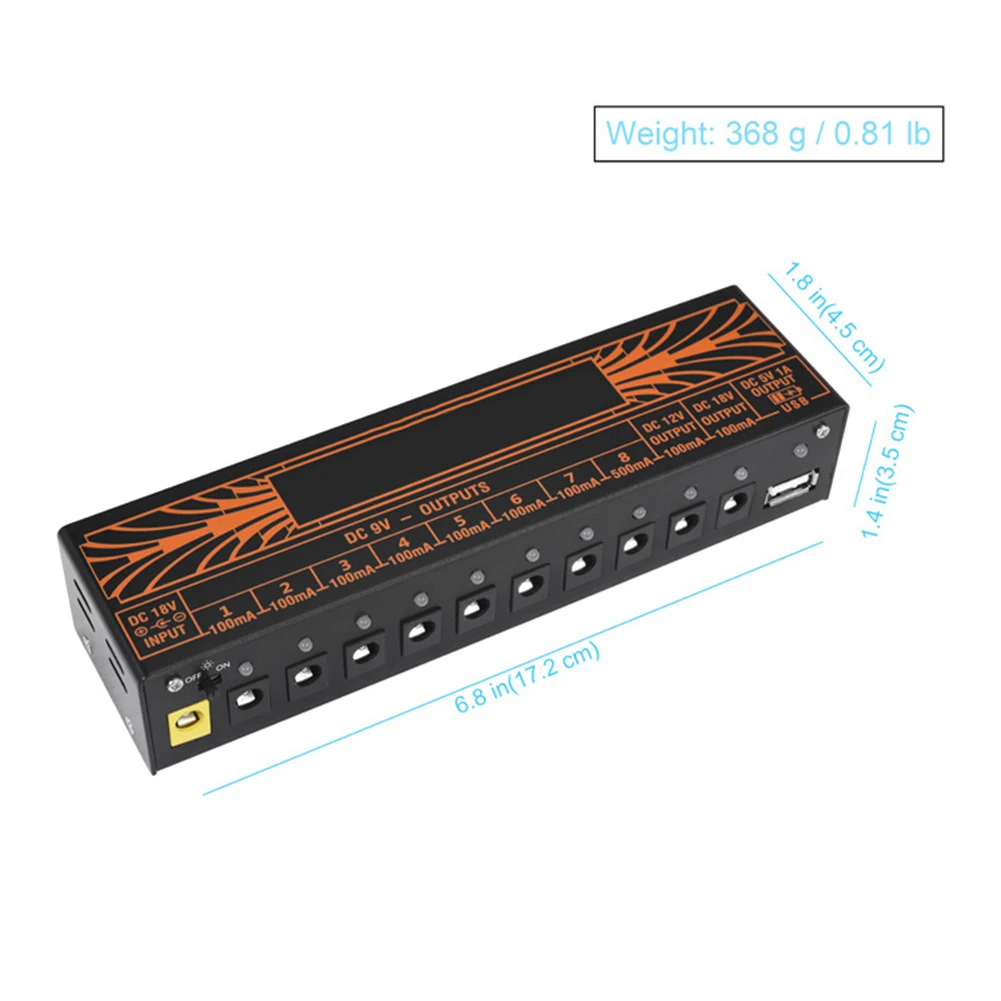 For Rowin Pedal-Power Supply Update Output Multi Circuit Power Supply For Guitar Pedal 10Ways 9V/12V/18V DC Outputs 1 Way 5V USB