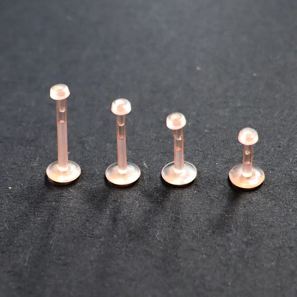SaYao 2 Pieces 16G PUSH IN Earrings Plastic Flesh Color Invisible Lip Ring Labret Rings Tragus Ear Soft body Piercing jewelry