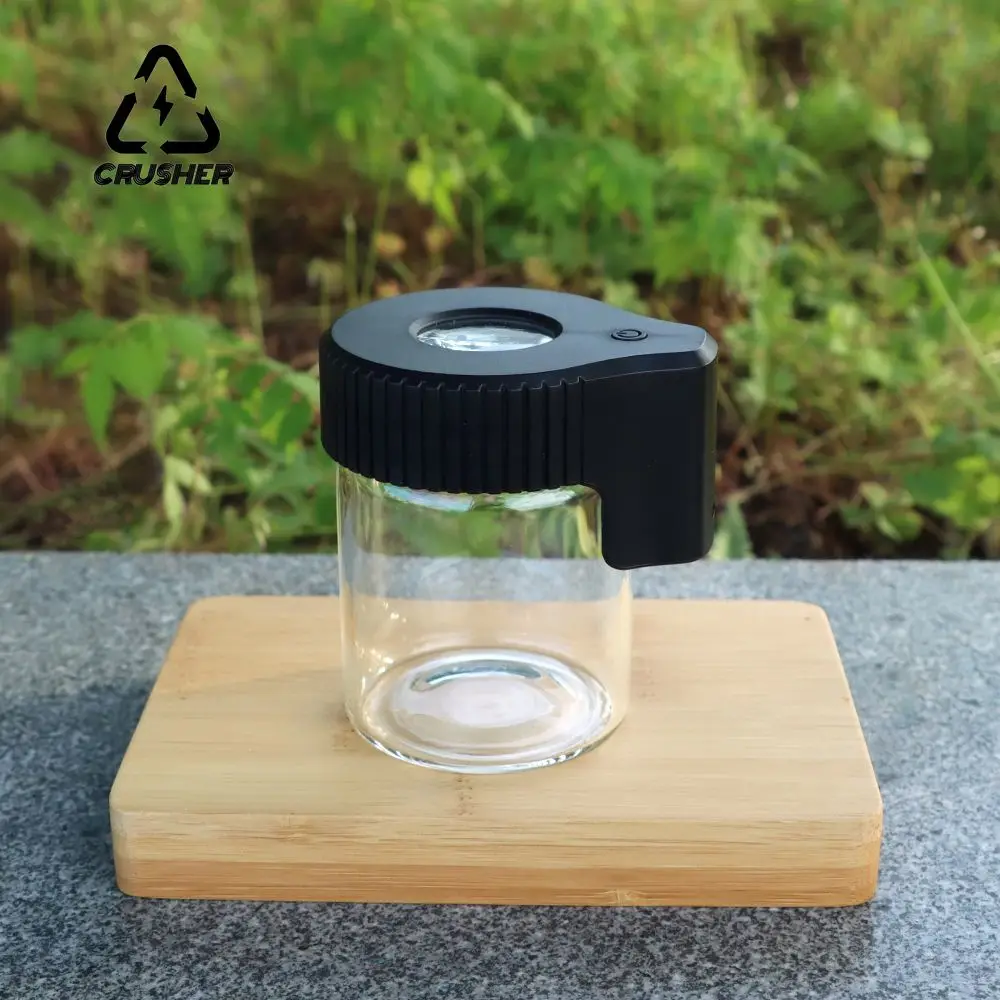 

CRUSHER Luminous Dry Herb Grass Storage Jar LED Transparent Magnifier Glass Storage Spices Tobacco Box Smoking Accessories