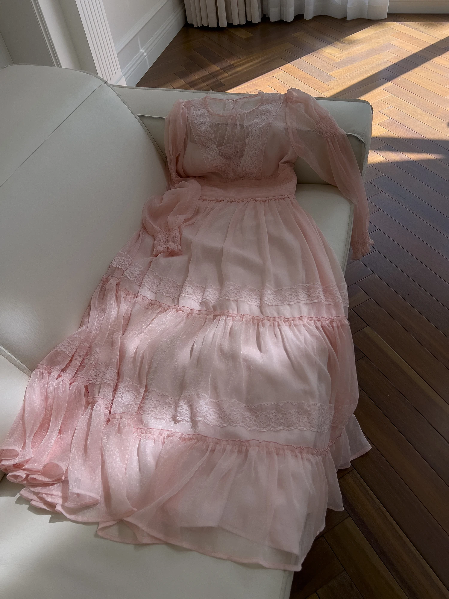 

Ele Long Sve Me Gown Skirt Light Luxury Lady's Dr Holiday Розовая юбка трапециевидной формы с высокой талией на молнии Ba Sle Корейский V...