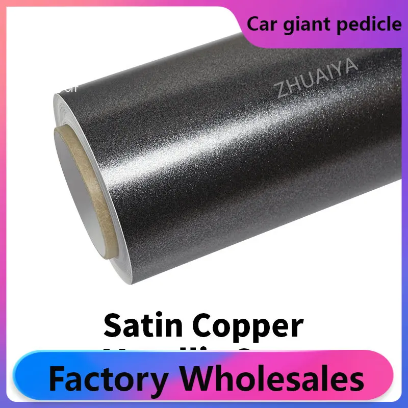 

ZHUAIYA Copper Metallic Metallic gray Vinyl Wrap film wrapping film bright .1.52*18m quality Warranty covering film voiture