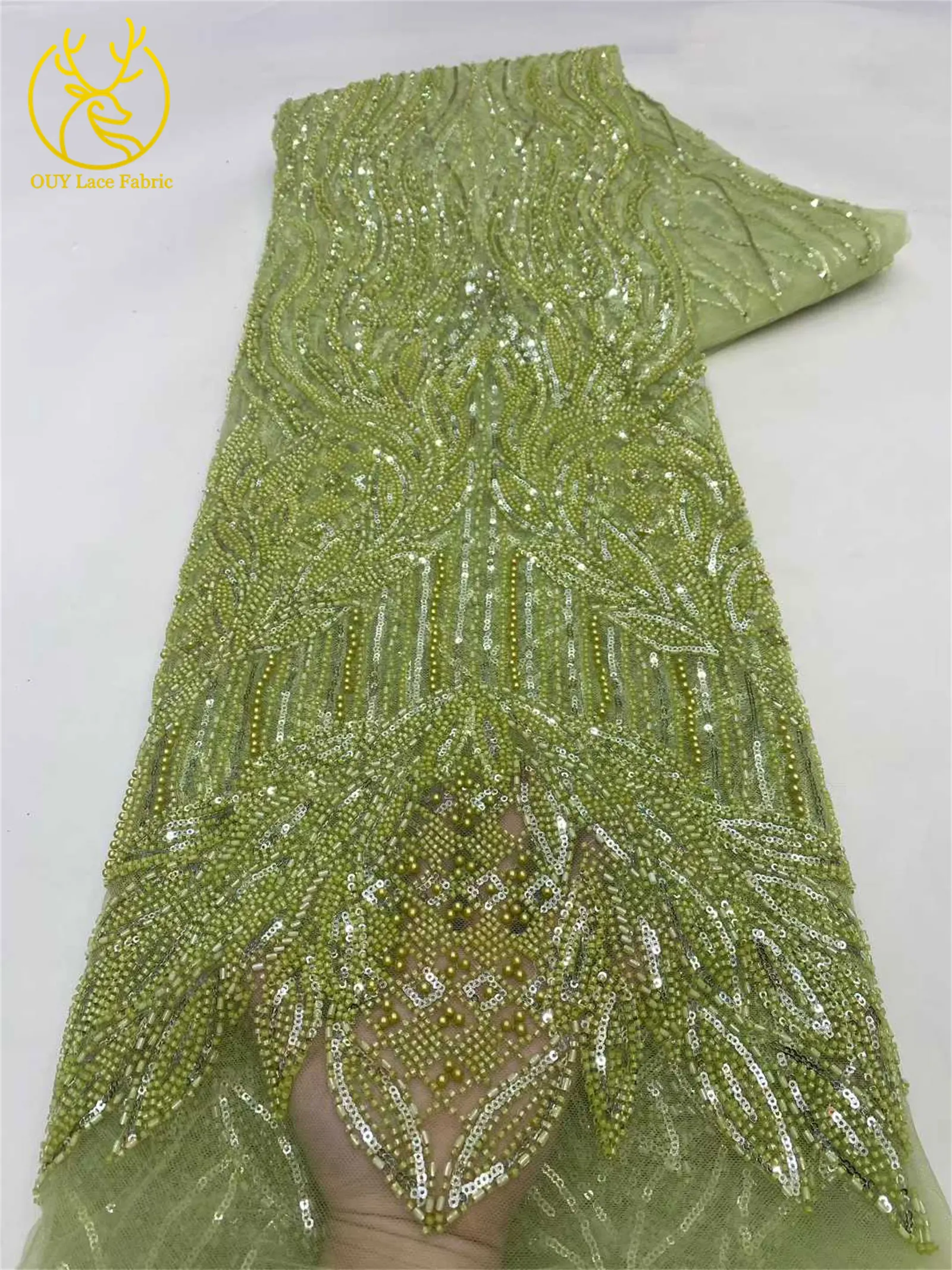 Eleganter Afrikanischer Pailletten-Perlen-Spitzenstoff 2026 Hochwertige Nigerianische Französische Bräutigam-Stickerei Tüll-Spitzenstoff für Braut und Hochzeit – Detail 17