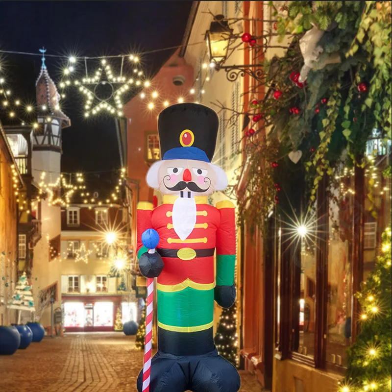 240cm Christmas Inflatable Nutcracker Decoration with LED Light Navidad Noel Blow Up Model Indoor Outdoor Inflatable Ornaments