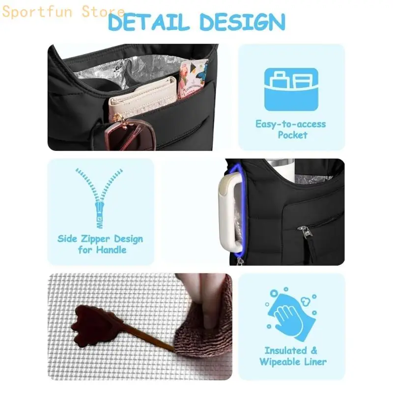 Drink Bag With Two-Cup Interior and Front Pocket Carry Design X7JD