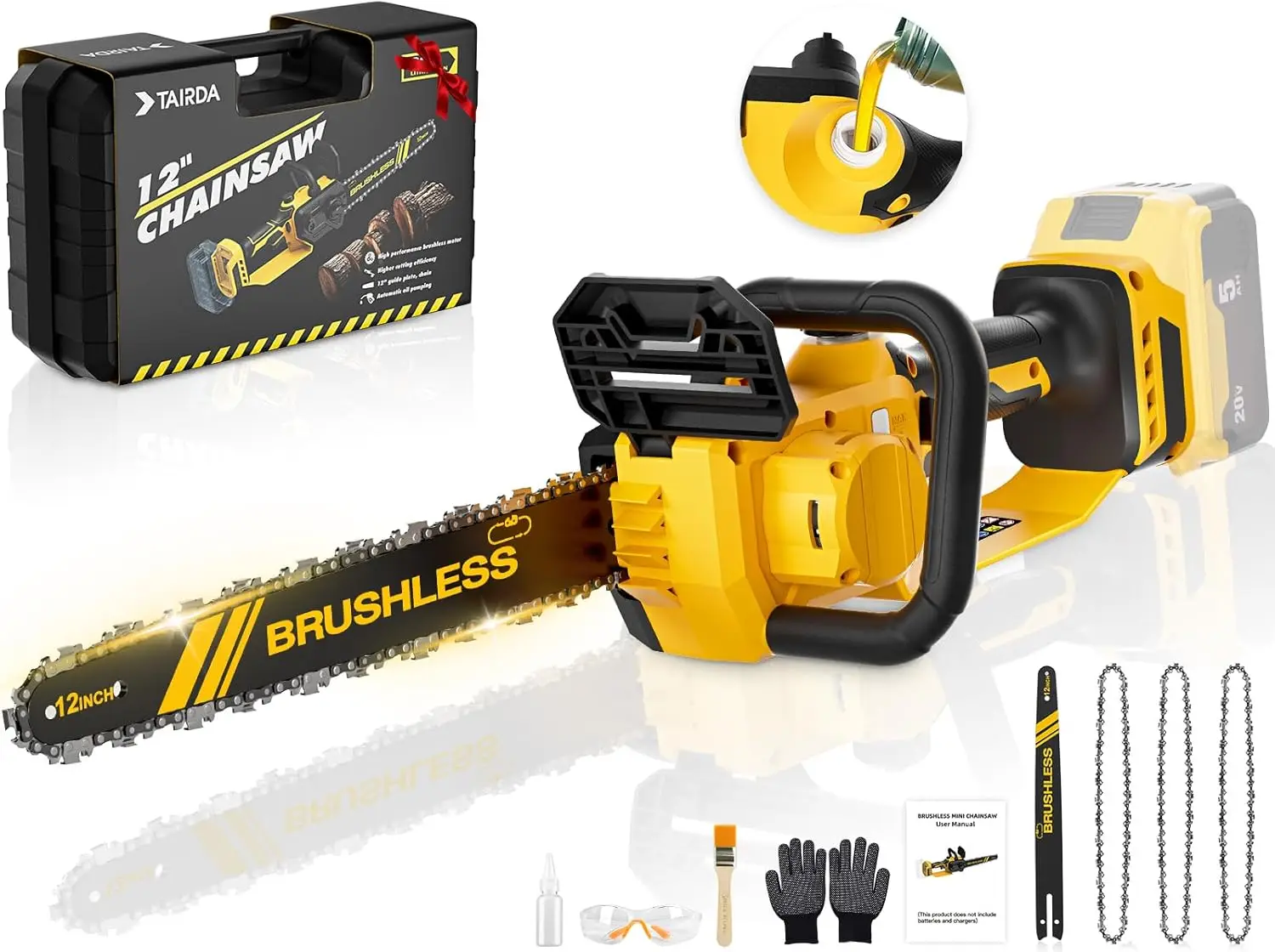 

Brushless Chainsaw for Dewalt,Mini Chainsaw Cordless with Auto Oiler & Security Lock, 1000W Handheld Chain Saw for Tree Trimming