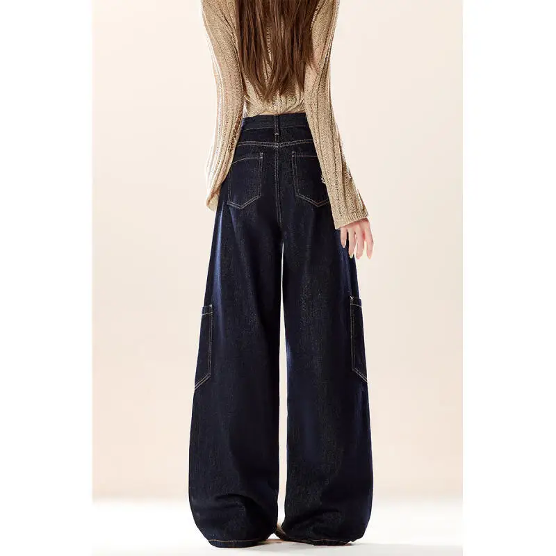Jeans Hello Kitty Scimitar Work Pants 2026 New Women's Spring Summer Retro Distressed Washed Casual Wide Leg Loose Pants Cartoon view 2