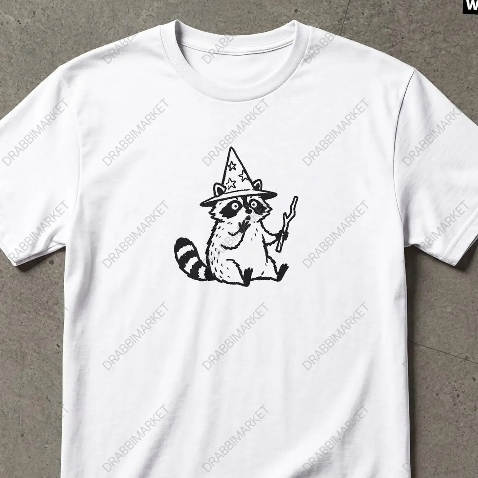 Cute Raccoon Wizard Funny Meme T shirt Vintage Y2K Casual Holiday s For Friends Animal Lover vintage Washed designer clothes