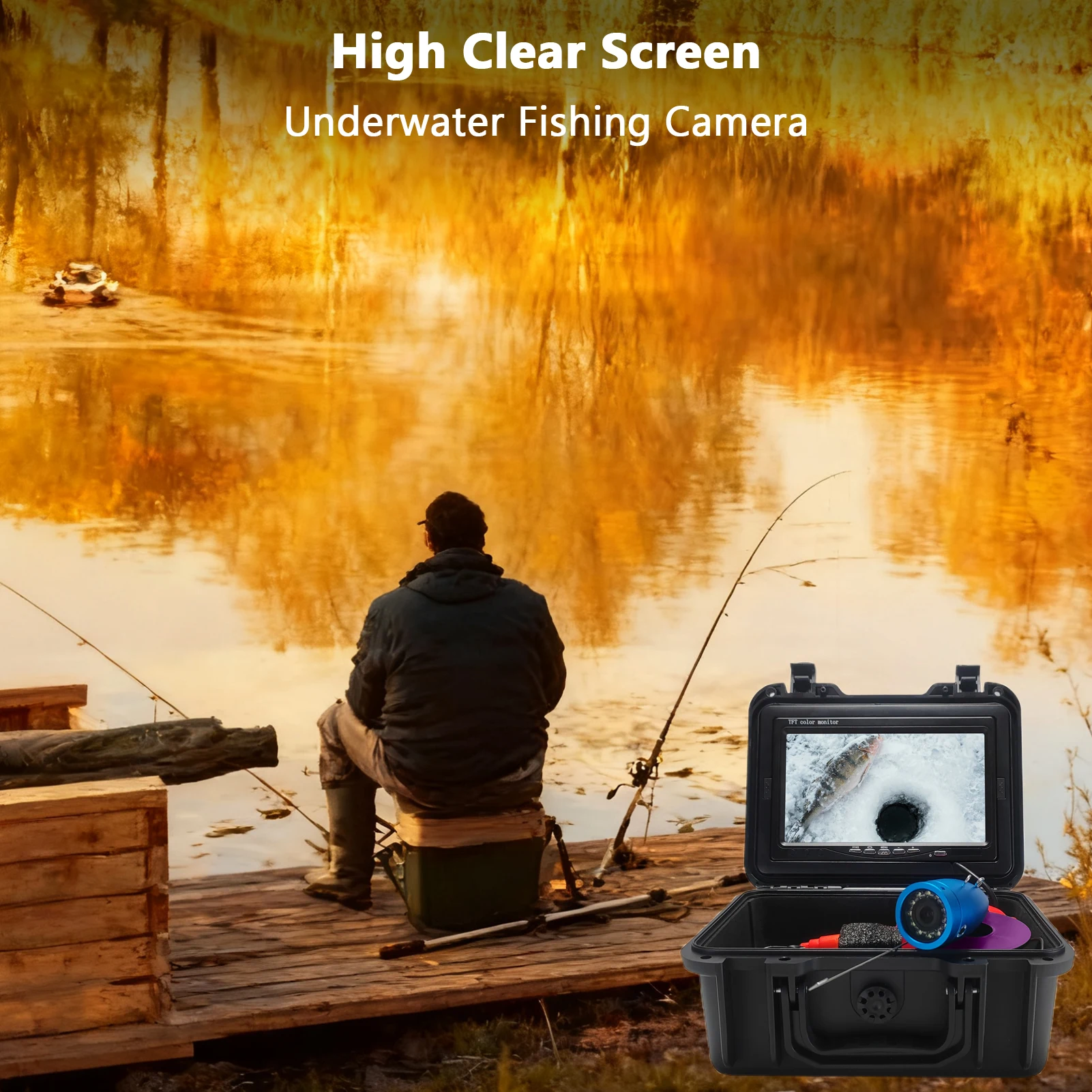 Underwater Fish Camera Portable 1024X600 Clear 7 Inch  Color Screen 1000TVL Camera 10000mAH Battery for Ice Fishing Camera