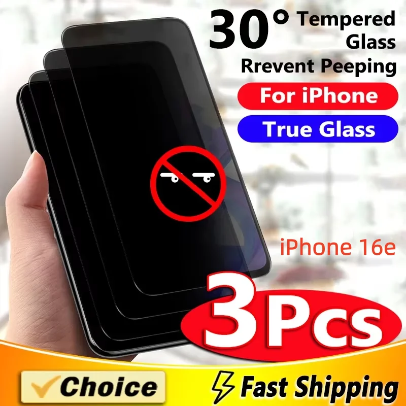 

3Pcs Privacy Screen Protectors for IPhone 16e Anti-spy Tempered Glass