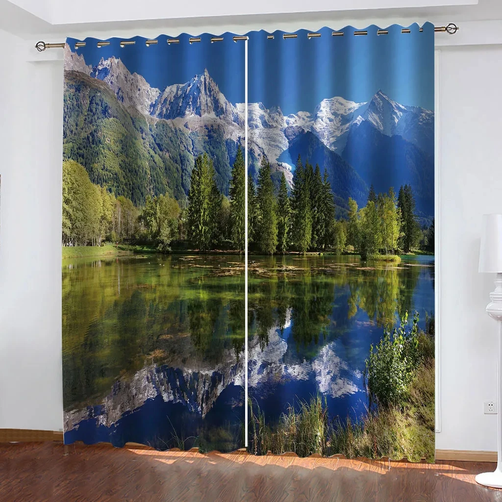 

Curtains for Windows Living Room 3D Beautiful Waterfall Mountain Landscape Scenery Printed Curtains for Bedroom 2pcs Boys Girls