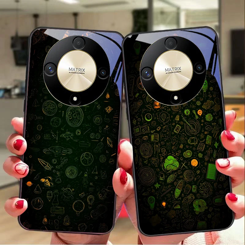 Dream Space negro para Honor Magic 6 50 70 90 Lite X7b 200 Pro Nova 10 Nova 5T X6 P30 Pura 70 funda de teléfono de vidrio Ultra templado