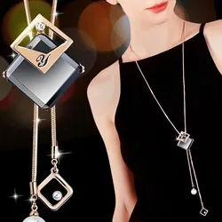 1PC Women's Fashion Metal Black Rose Long Necklace Sweater Chain Accessories Suitable for Travel, Party, Festival Gifts-802156