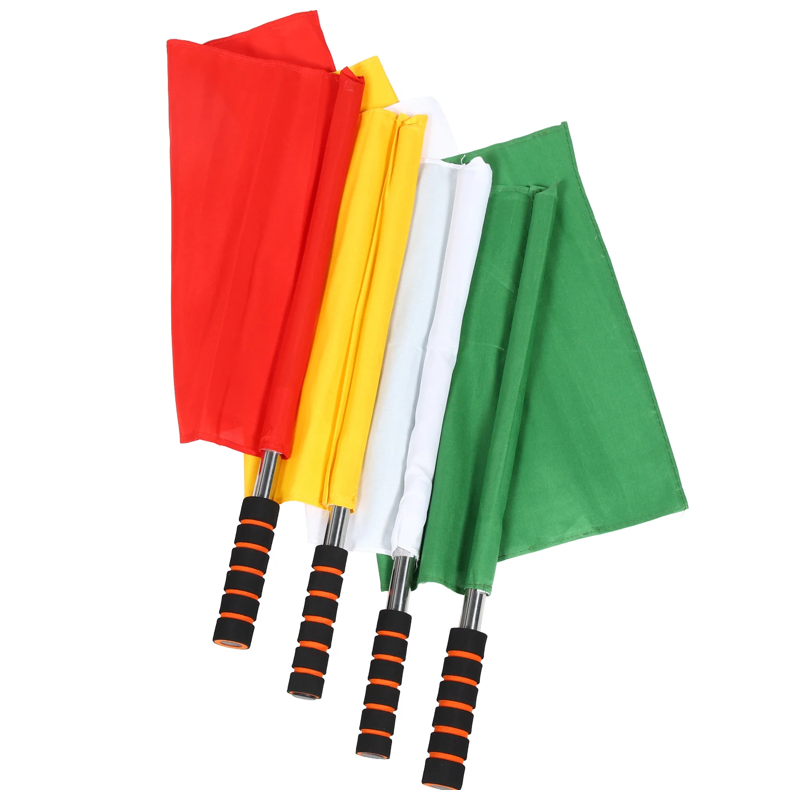 4 Pcs Referee Flag Soccer Flags Hand Waving Race Conducting Red Sports Equipment Small Signal Stainless Steel Football Match