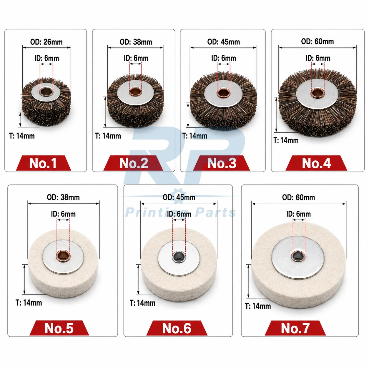 Komori Roland Ryobi Brush Wheel Wool Roller for Offset Printing Machine Dampening System Compatible Replacement Parts
