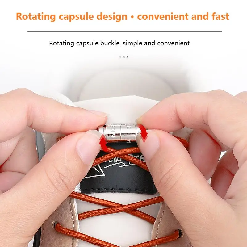 No Tie Shoe Laces Round Capsule Metal lock Elastic Shoelaces For Sneakers easy installation Lazy Shoes Lace Accessories