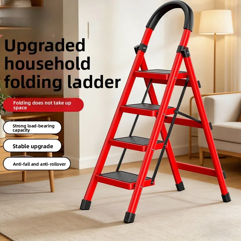 Household Folding Multifunction Indoor Three Step A Frame Ladder Thickened Multi Functional Step Ladder Home Folding Ladder