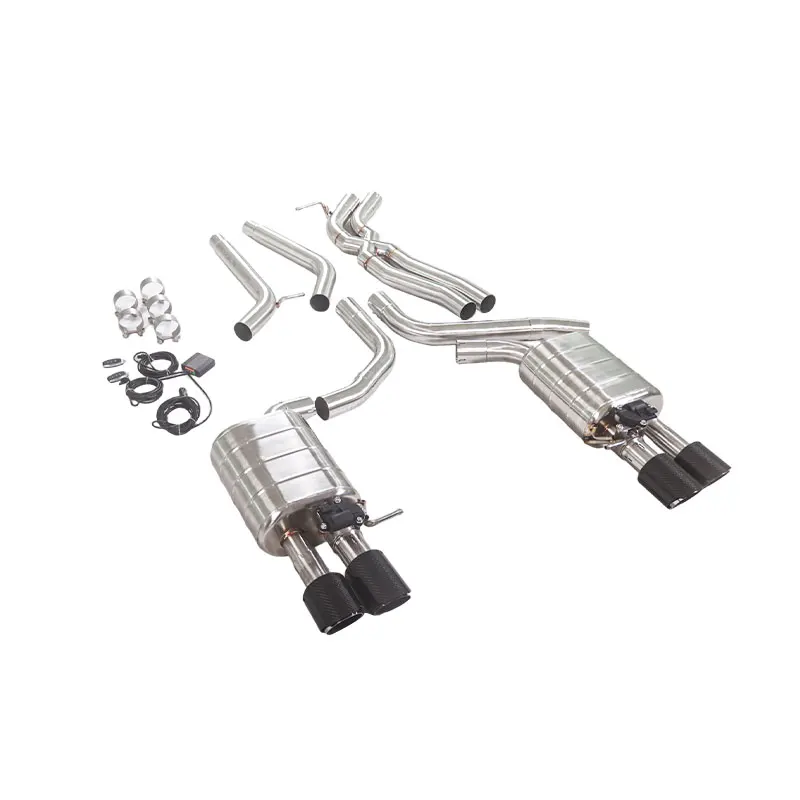 GFC Valved Catback Exhaust System Dual Valve Single Muffler Quad Tips Fit for 2011 Audi S5 3.0T B8 Stainless Steel Performance E