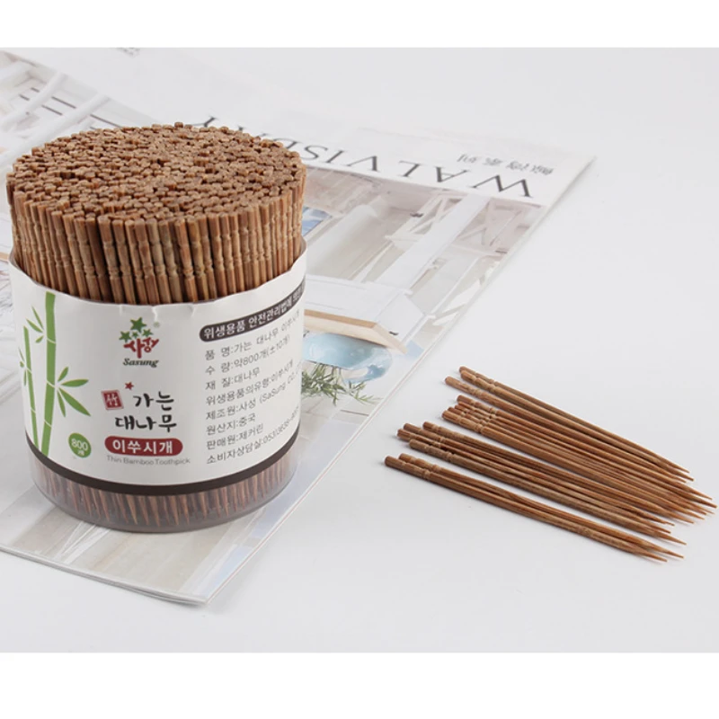 800Pcs/box Disposable Carbonized Bamboo Toothpicks Eco-friendlySingle Head Tooth Picks Portable Kitchen BBQ Fruit Toothpicks