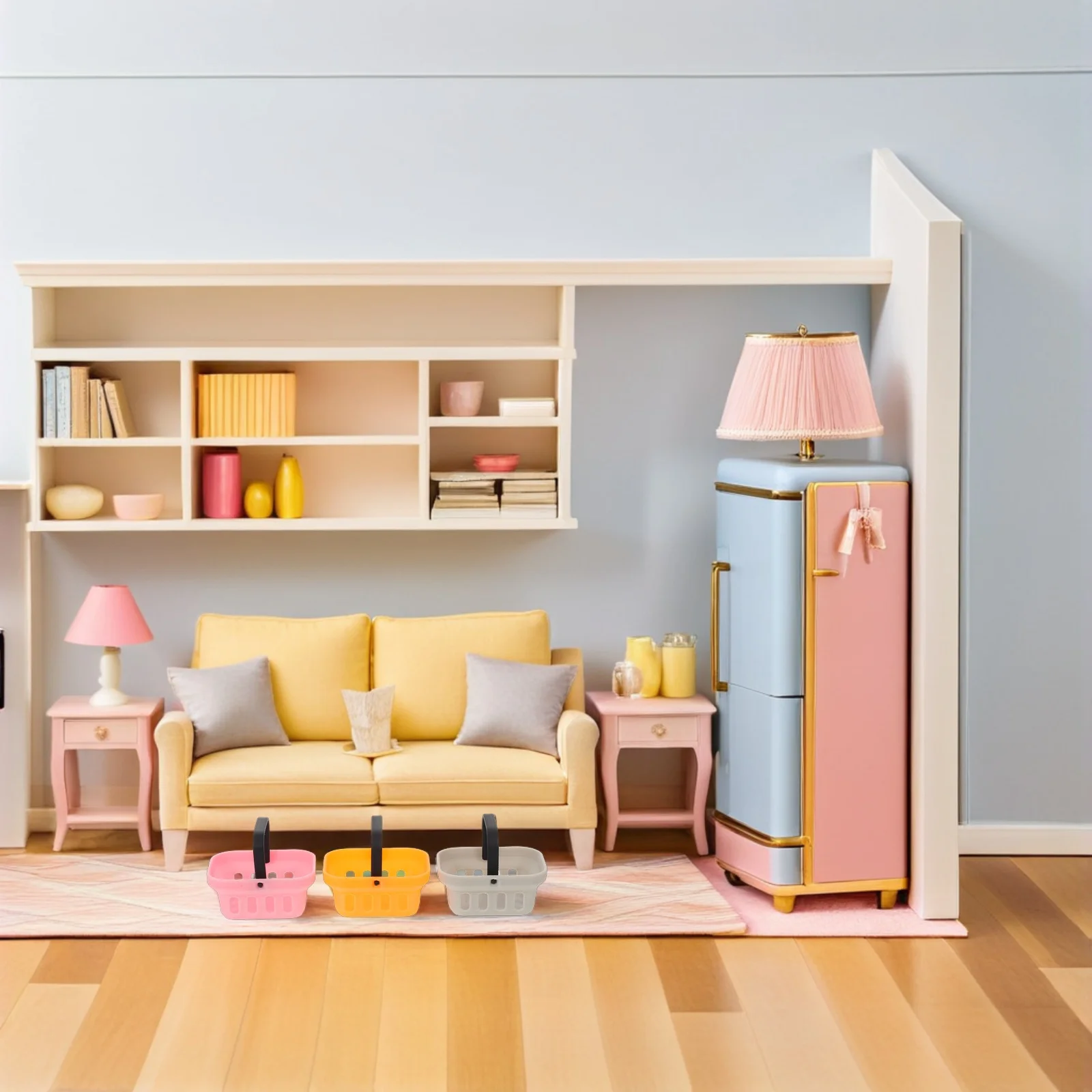 6 قطع من سلة التسوق المصغرة لتخزين سوبر ماركت البقالة الصغيرة للعب الداخلي والخارجي سلة سوق صغيرة ذات قيمة تعليمية #4