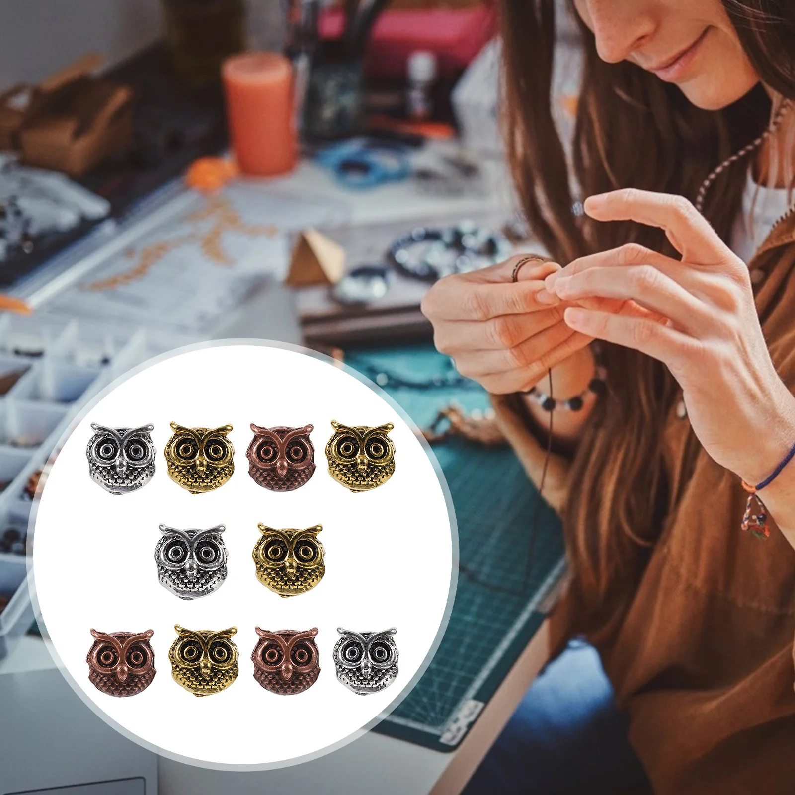 10 قطعة سحر موصل البومة DIY بها بنفسك صنع المجوهرات الملحقات دائم ليس من السهل كسر أو تتلاشى موصلات سوار السحر #1