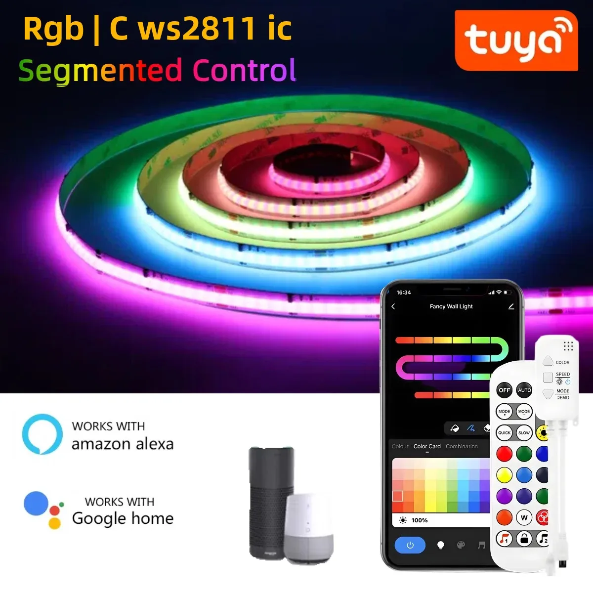 yZ[zX}[gTUYA WiFi WS2811 IC RGBIC COB LEDXgbvCg ZOgAhXw\LED Alexa GoogleAVX^g Echo PlusΉ