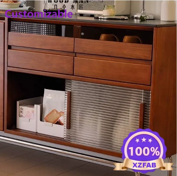 Factory Direct 2026 Solid Wood Nordic Vintage Sideboard Living Room Retro Storage Cabinet Japanese-Style Tea & Liquor Storage