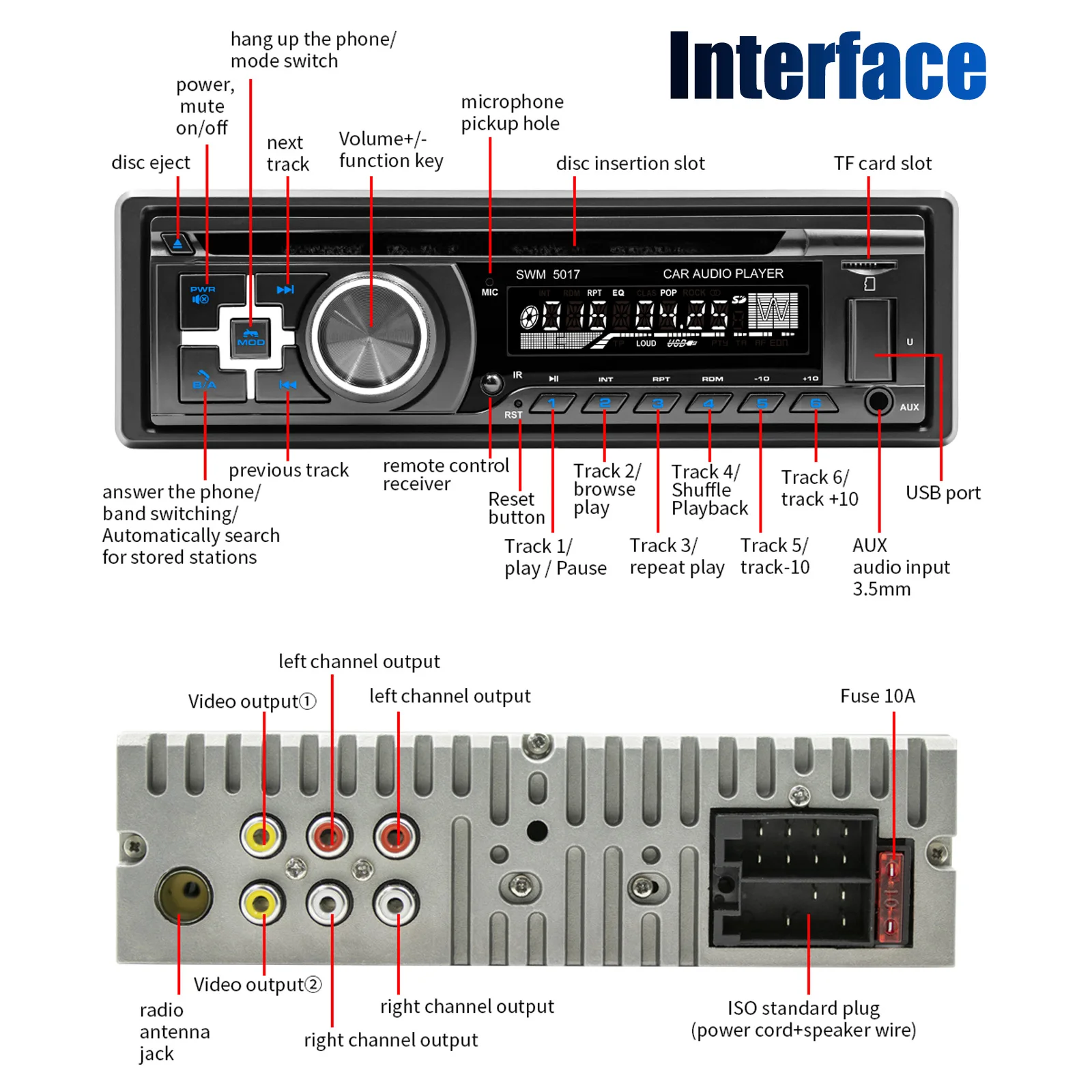 راديو سيارة ESSGOO مزود بتقنية البلوتوث وصوت ستيريو للسيارة DIN فردي، صوت سيارة مع يدوي يدعم FM/ MP3/SD/AUX/USB | قرص مضغوط/دي في دي #6