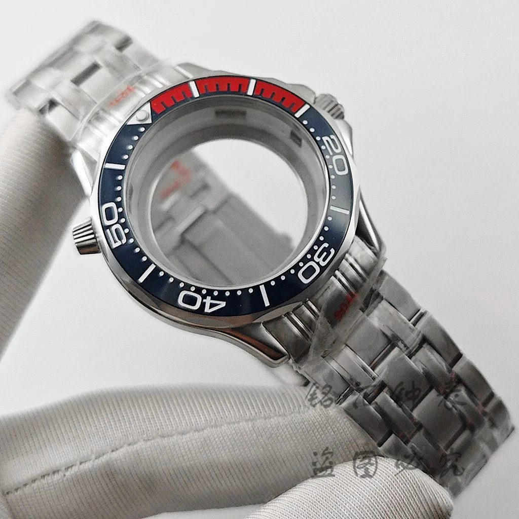 NH35 41mm Transparent Back Stainless Steel Bracelet Waterproof for Seamaster 300 NH35 NH36 NH38 NH70 4R35 Movement 31mm Dial