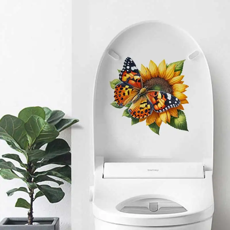 Sunflower Butterfly Removable Wall Stickers PVC Decals Art Living Room Wall Decoration AA52 view 5