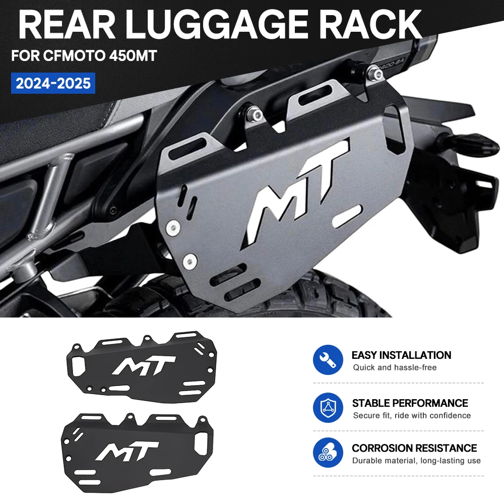 Fit for CFMOTO 450MT 2024-2025 Pair of Logo-etched Matte Black Rear Luggage Mount Brackets