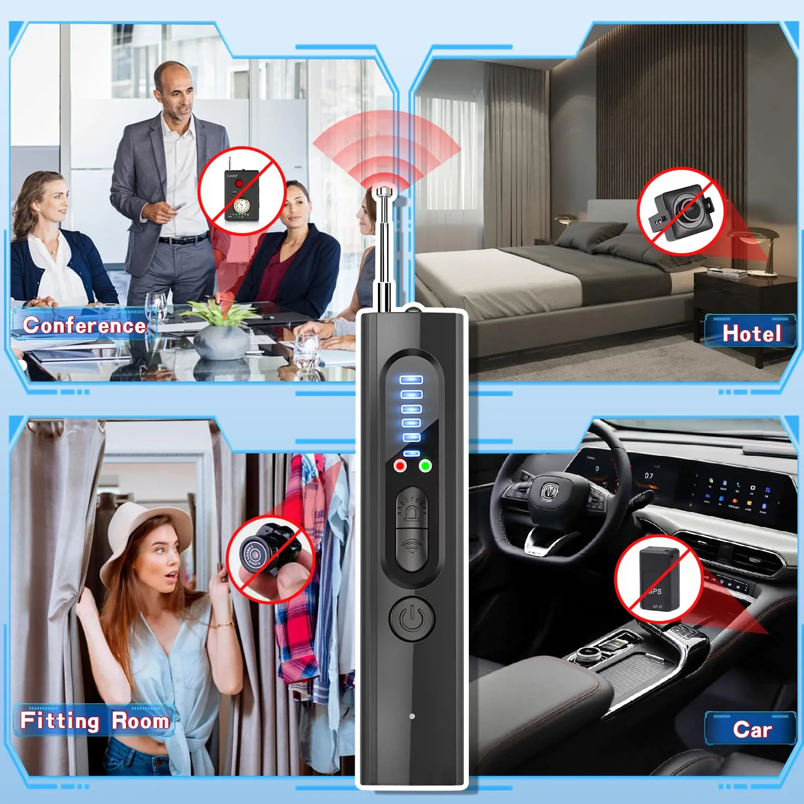 GPS-Tracker-Detektor Multifunktion aler Hotel-Infrarot-Anti-Positionierungs-Anti-Lausch-Tracking-Scan-Kamera-Detektor