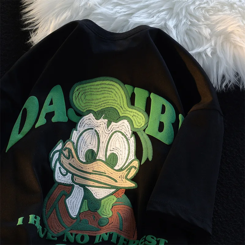 Kawaii Disney Donald Duck Short-Sleeved T-Shirt Cartoon New Summer Men and Women Same Style Couple Loose Round Neck Half Sleeve