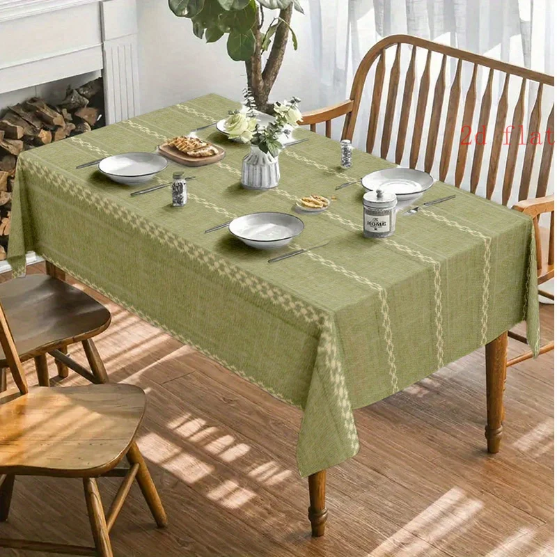 2D Flat Tablecloth 1pc - Soft Fashionable Aesthetic Light Green Striped Tablecloth, Machine Washable And Easy to Clean, Dining Table / Coffee Table / Desk / Couch Table, Picnic / Outdoor Dining Table / Camping Table, Exquisite Life, Home Textiles