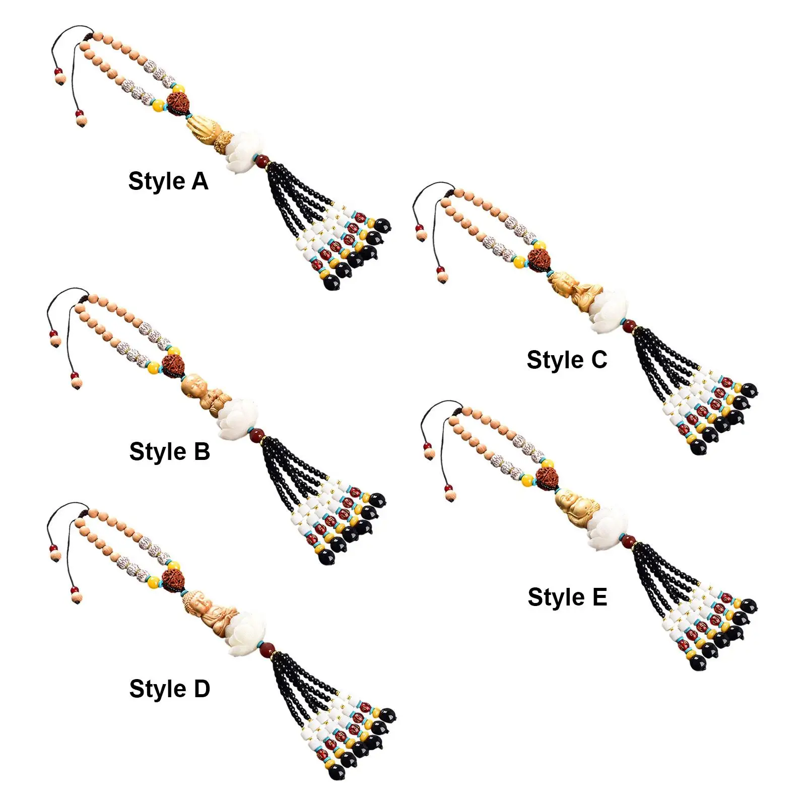 

Lotus Beaded Car Rearview Mirror Pendant Car Hanging Decoration Buddha Statue Feng Shui Decor Birthday Gift Dangling Ornament