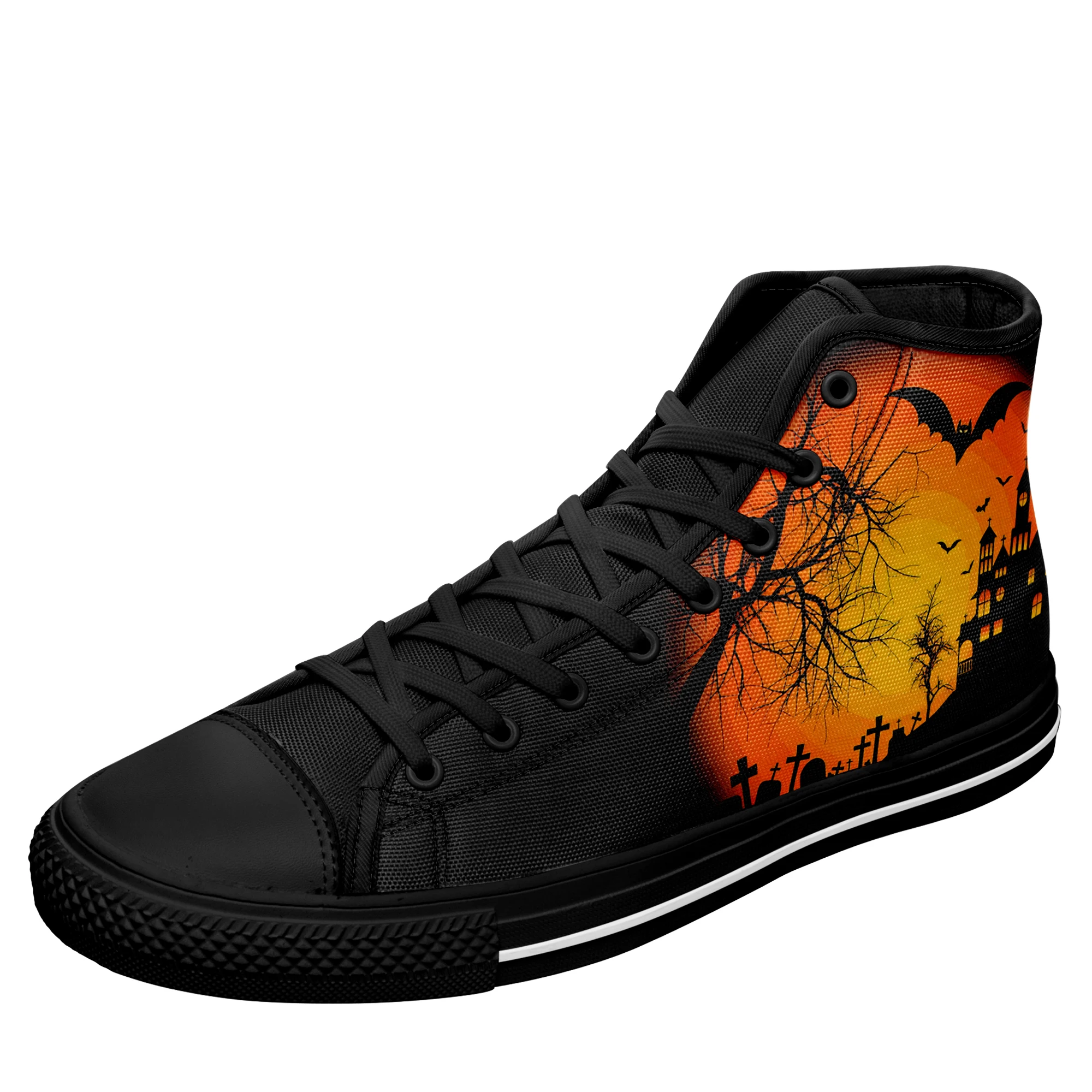 Dropshipping Print On Demand High Top Canvas Shoes Custom Shoes Halloween Design