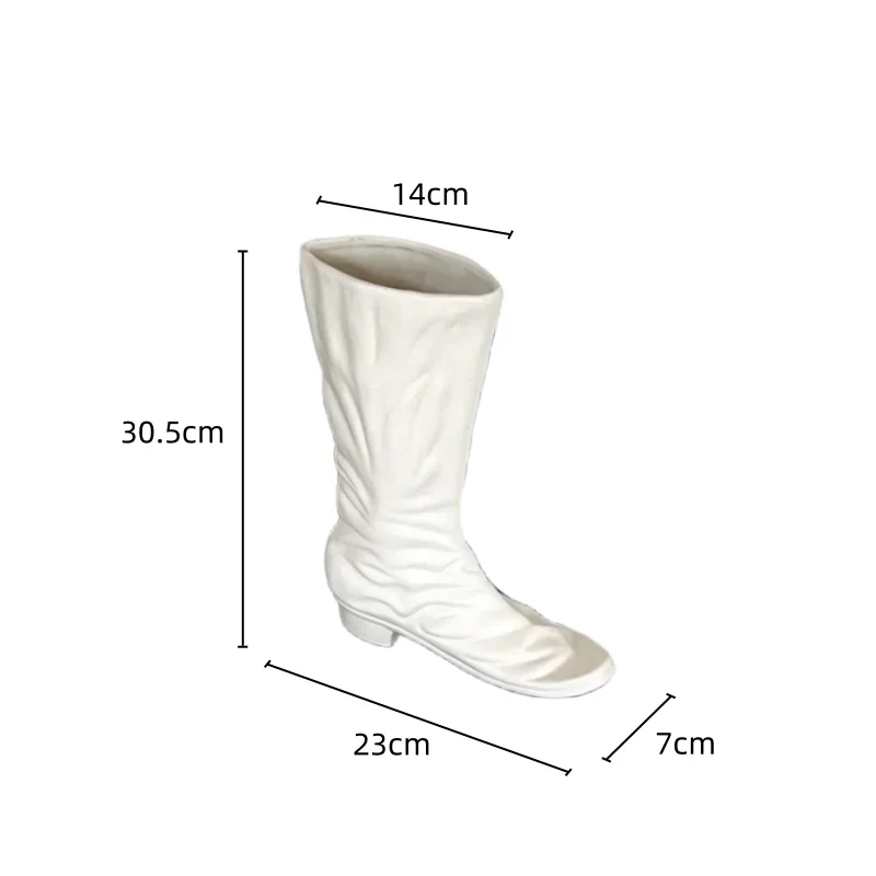 Ceramic Vase White Boots Shoe Flower Crafts Arrangement Accessories Abstract Ornaments Home Decoration