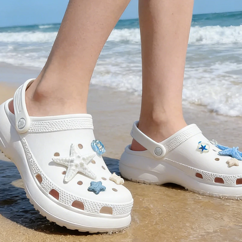 9Pcs Summer Fashion Shoe Charms for Crocs Sandals Clogs DIY Accessories Starfish Shell Shoes Buckle Decorations Gifts