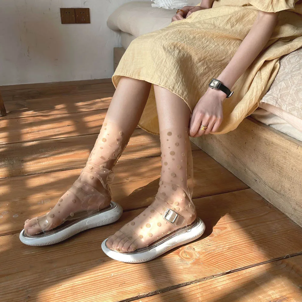 

Transparent Sweet Mesh Female Women Nylon Dress Hosiery Tulle Socks Dot Socks