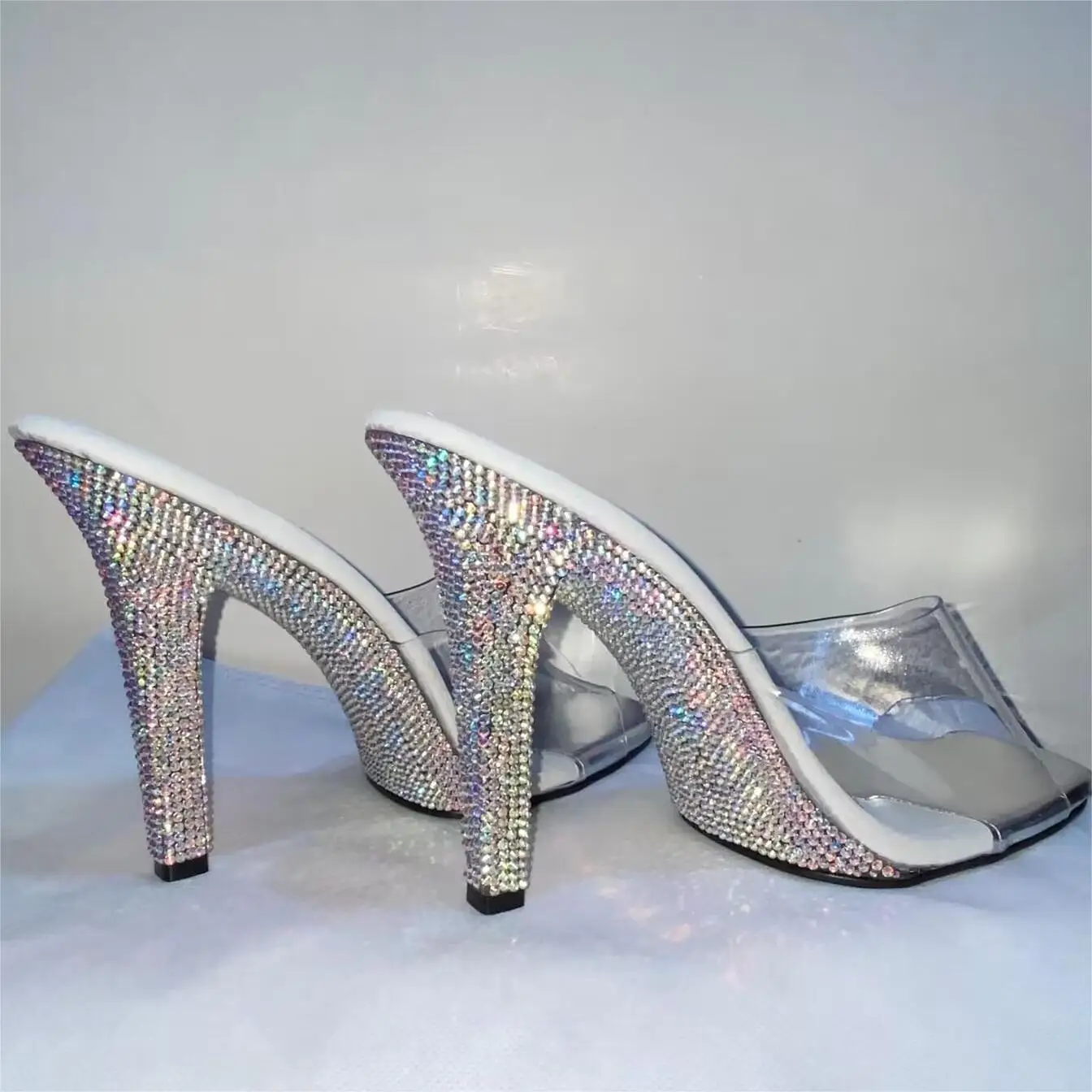 Chaussures de danse à talons hauts non ald avec semelle en cristal et diamant, modèle de mode, spectacle sur scène, fête d'été, tout neuf, 12cm