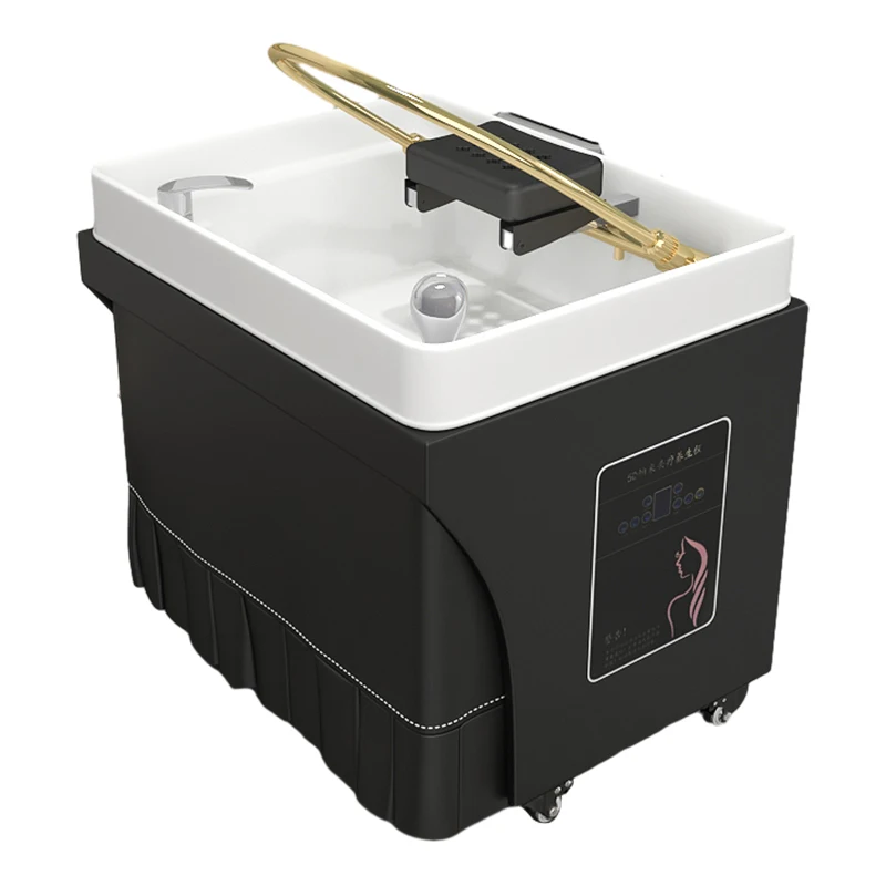 Le lit de beauté comprend un bassin de shampoing séparé et un bassin de traitement à tête mobile à circulation d'eau