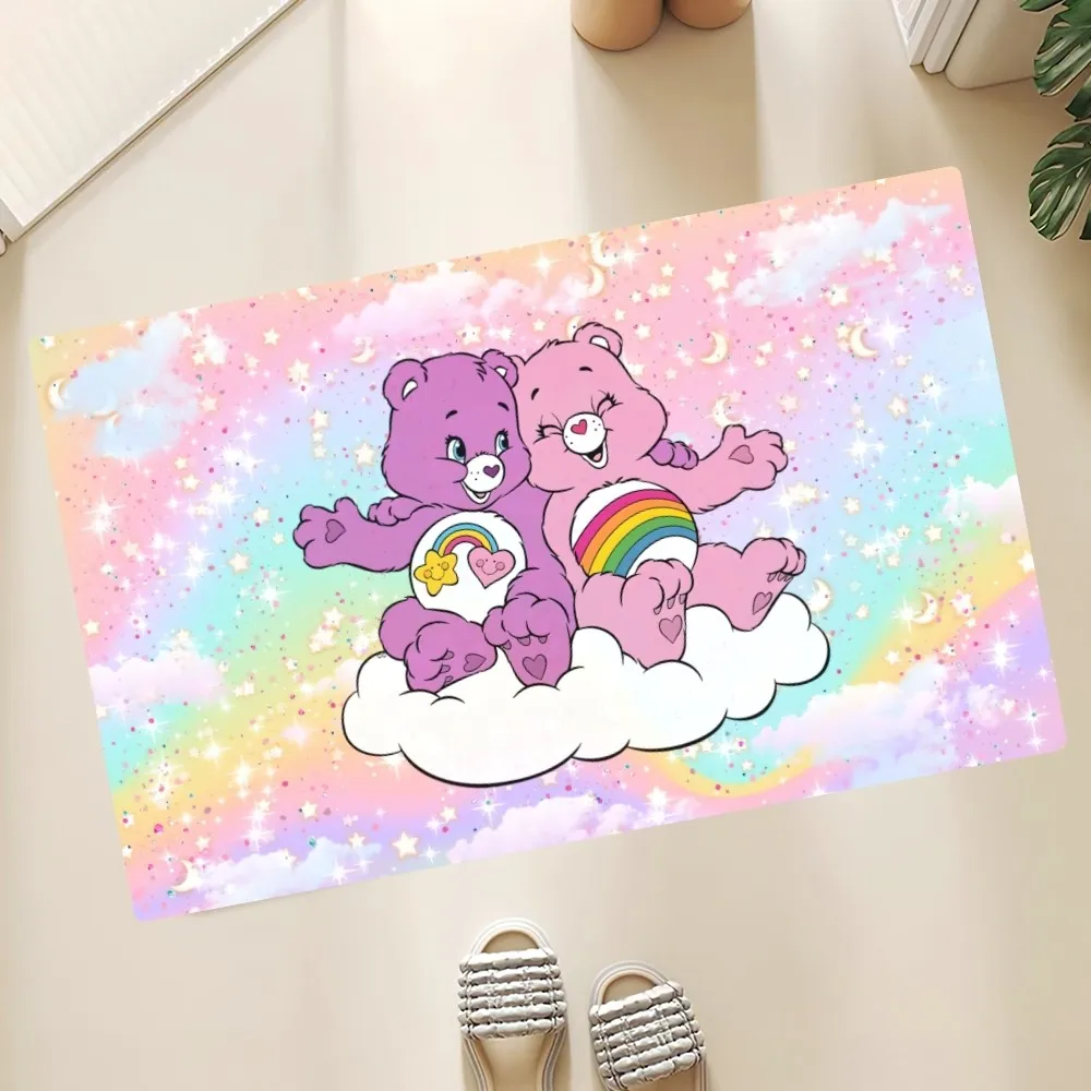 Cute C-Cares Bears Floor Mat Anti-Slip Doormat Home Entrance Doormat Bedroom Bathroom Living Room Floor Mats Kitchen Rug