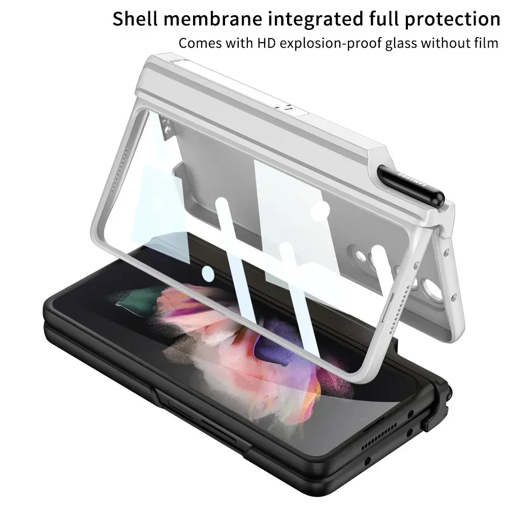 Case For Samsung Galaxy Z Fold 6 5 4 3 Case Magnetic Wireless Charging Shell Film With Pen Slot No Pen All-Inclusive ZFold6 Case