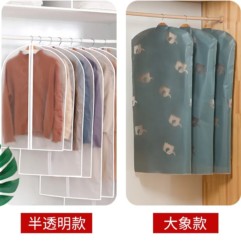 1-10PCS Kleding Stofkap Transparant Verdikte Wasbare Stofzak PEVA Huishoudelijke Stofkap Jas Pak Cover hangende Kleding Tas