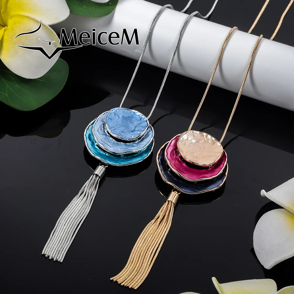 

New in Pendant Necklace Round Layered Purple Fashion Chains 2023 Unique Trendy Jewelry Luxurious Gift Necklaces for Women Luxury
