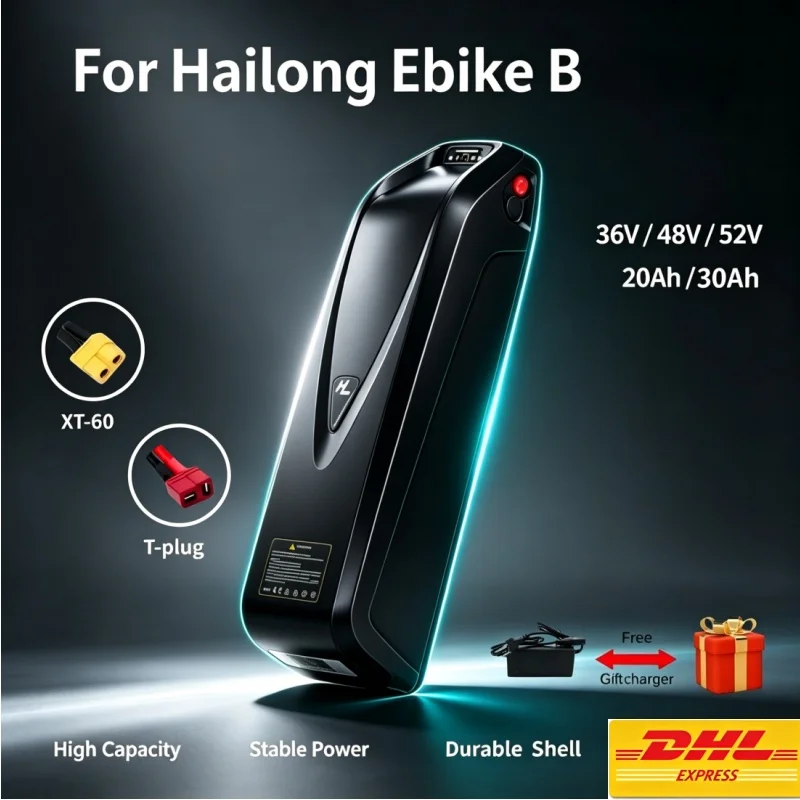 EU Stock Hailong Battery Electric Bike 36V 48V 52V 20Ah 30Ah BMS 21700 Cell Downtube Battery for 100W-1600W Motor EBike