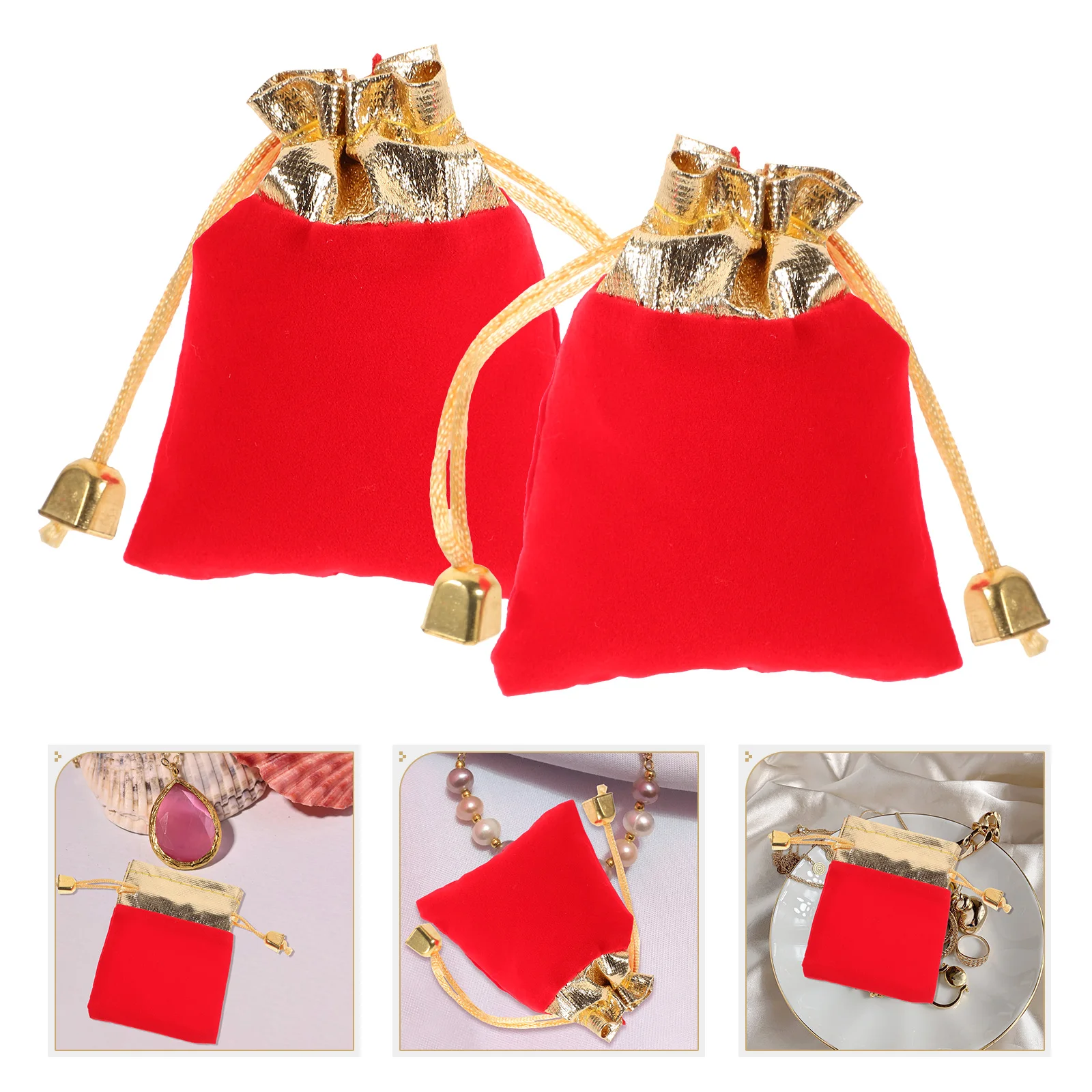 

20 Pcs Gold Rim Drawstring Bags for Jewelry Storage Gift Organizer Wedding Favor Elegant Cloth PouchesReusable